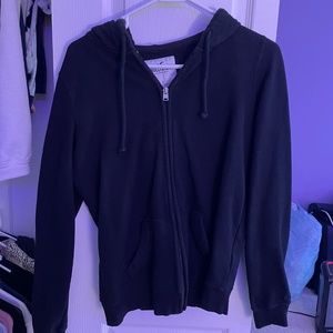 Plain Black Hollister Zip Up Hoodie